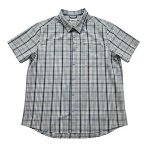 Ecothreads Men's 2XL Green Plaid Short Sleeve Snap Shirt Zipper‎ Pocket